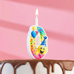 Фотография товара Свеча Страна Карнавалия для торта Смайлик с шарами цифра 0, 12,2 см