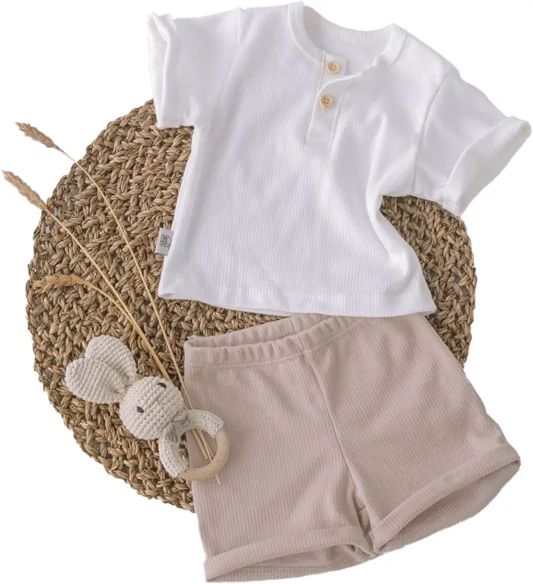 Летний комплект рубашка и шорты Капучино, молоко, капучино, размер 22, рост 68-74 см