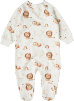 Фотография товара Комбинезон на молнии Львы индейцы Little Star, размер 80, интерлок, крем