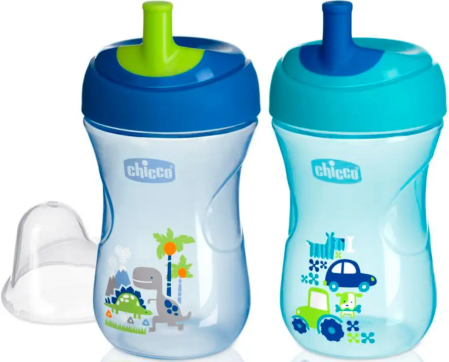 Поильник с трубочкой  Chicco Active Cup 266 мл синий/голубой