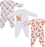 Фотография товара Набор комбинезонов Зайчики-морковки Luxury Baby, р. 56, белый, 3 шт