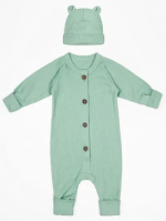 Фотография товара Комбинезон детский с шапочкой Amarobaby Fashion, зеленый, размер 56