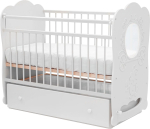 Кровать детская Островок уюта Карета маятник поперечный с ящиком, белый