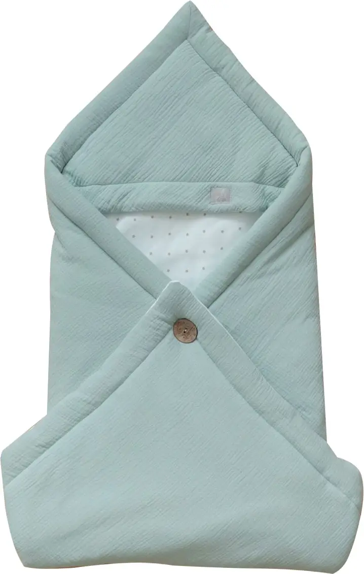 Конверт из муслина пуговице, светло-оливковый, Bunnyphant