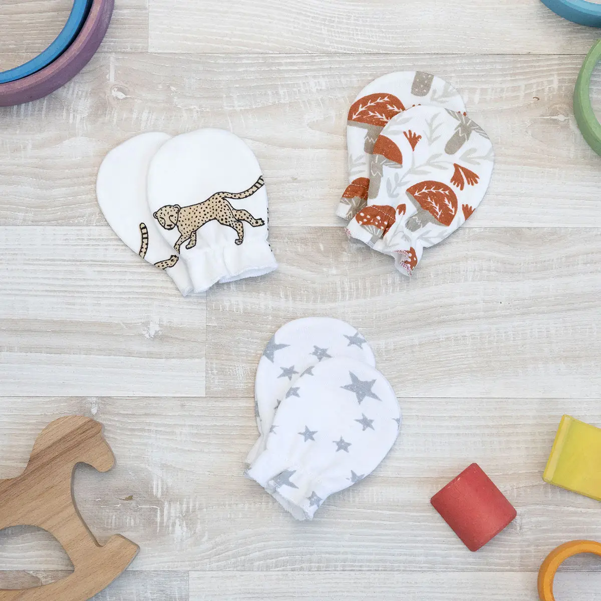 Рукавички-антицарапки Mjolk Гепарды/Mushrooms/Звёзды