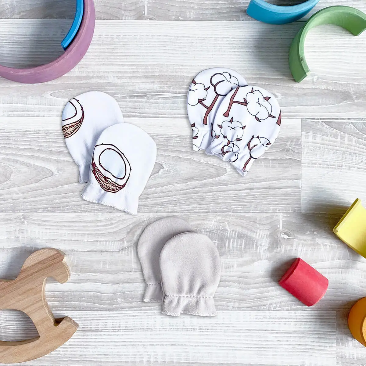 Рукавички-антицарапки Mjolk Кокосы/Хлопок/White Sand