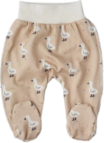 Фотография товара Ползунки Little Star Гуси с точками интерлок бежевый 62