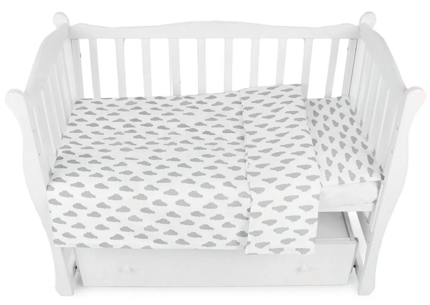 Комплект в кроватку 3 предмета AmaroBaby Baby Boom Облака, серый, бязь