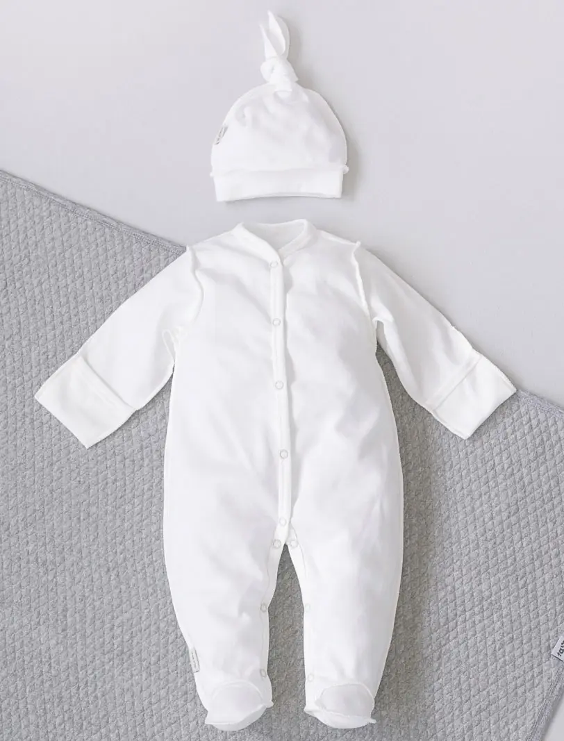 Комбинезон слип KiDi kids Узелок с шапочкой молочный 56-62 см