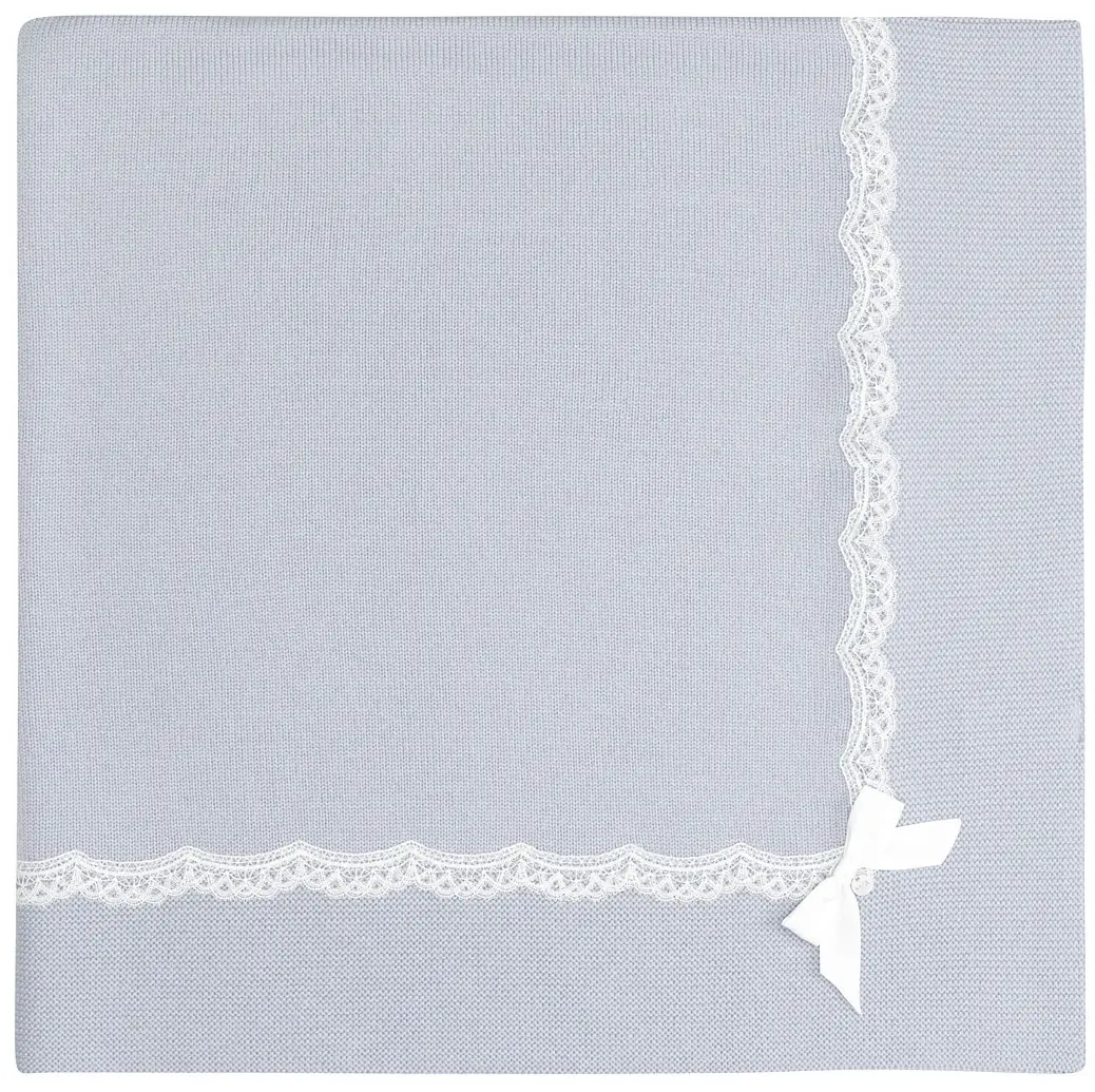 Плед с кружевом и бантиком Miacompamy голубой