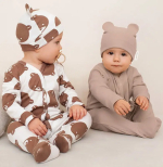 Фотография товара Комплект комбинезонов (слипов) детских с шапочкой Amarobaby Nature, коричневый, мишки, р.56