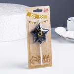 Фотография товара Свеча Страна Карнавалия в торт на шпажке воздушный шарик звезда, цифра 3, 11х5 см, черная с золотом