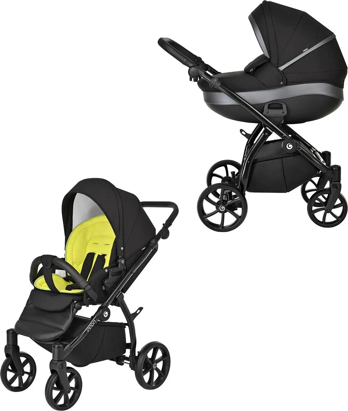 Коляска 2 в 1 Tutis Nanni короб, прогулка, графит металлик, кожа