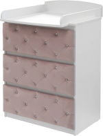 Комод детский пеленальный Островок уюта ЕVA VIP велюр, пудра-белый