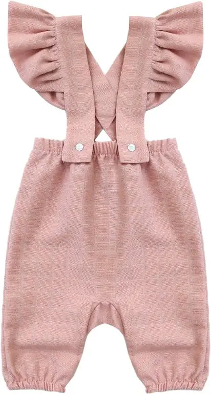 Муслиновый ромпер с крылышками, пудровый, размер 56-62