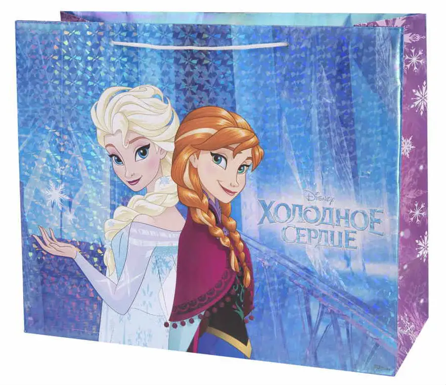 Бумажный пакет Феникс презент Дружба с радужным голографическим тиснением