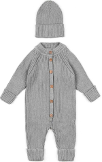 Фотография товара Комбинезон вязаный детский с шапочкой Amarobaby Pure Love Tot,  размер 68, демисезонный, серый