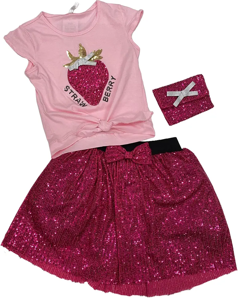 Комплект футболка с юбкой и сумочкой ROM-26422.02 фуксия 4 года