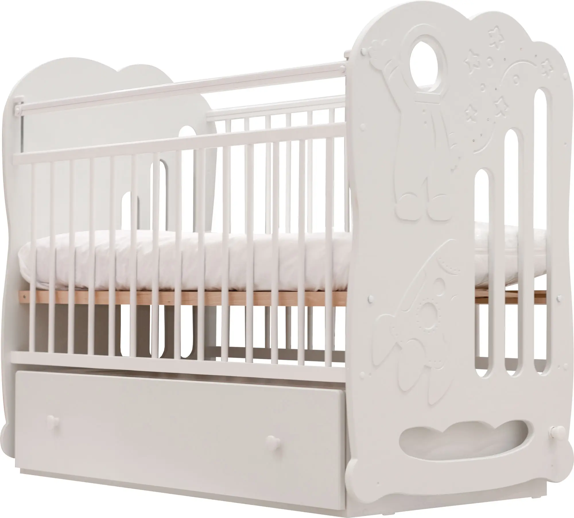 Кровать детская Космос маятниковая, белая