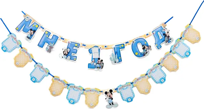 Гирлянда на ленте Страна Карнавалия Мне 1 год, Микки Маус, 12 карточек для фото, 310 см