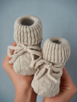 Фотография товара Носочки вязаные Little Star с завязками жемчужный 12 см