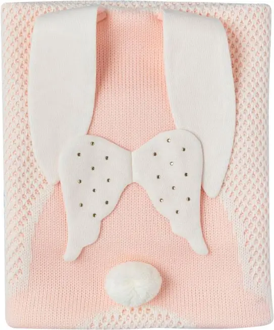 Плед двойная вязка Little Star Зайка Ангел Straz персик, крем 90х90 см