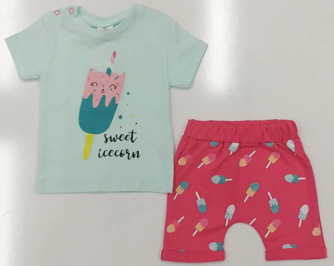 Комплект футболка с шортами бирюза-фуксия EY-5101.0618 6 месяцев