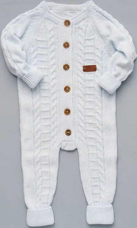 Комбинезон вязаный Merino голубой меланж размер 62