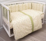 Фотография товара Комплект Lappetti для прямоугольной кроватки, Летняя история, 6 предметов, зелёный-бежевый