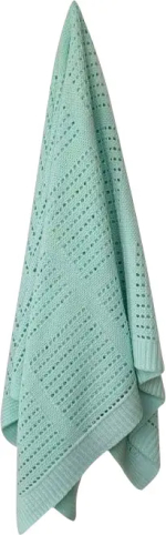 Фотография товара Плед вязаный Little Star Ажур-квадратики мятный 100х100 см