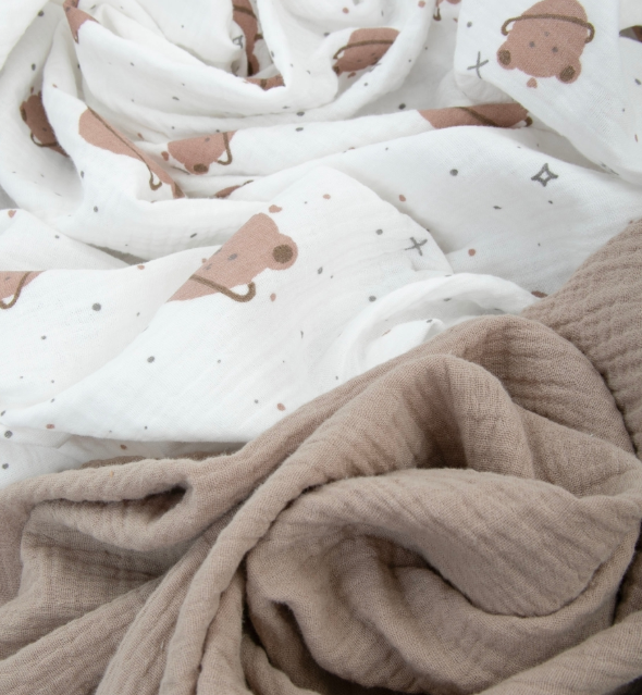 Фотография товара Пеленка "Муслин", 130х90см, 2шт/уп. капучино (капучино+медвежонок)