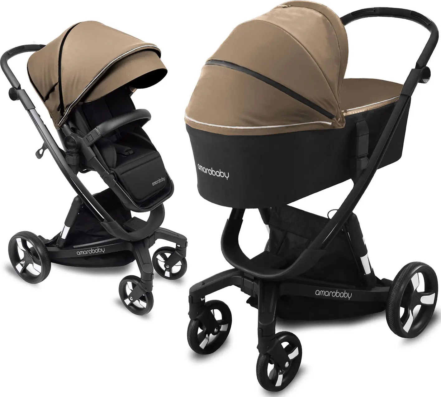 Коляска детская 2 в 1 Amarobaby Tutum, бежевая