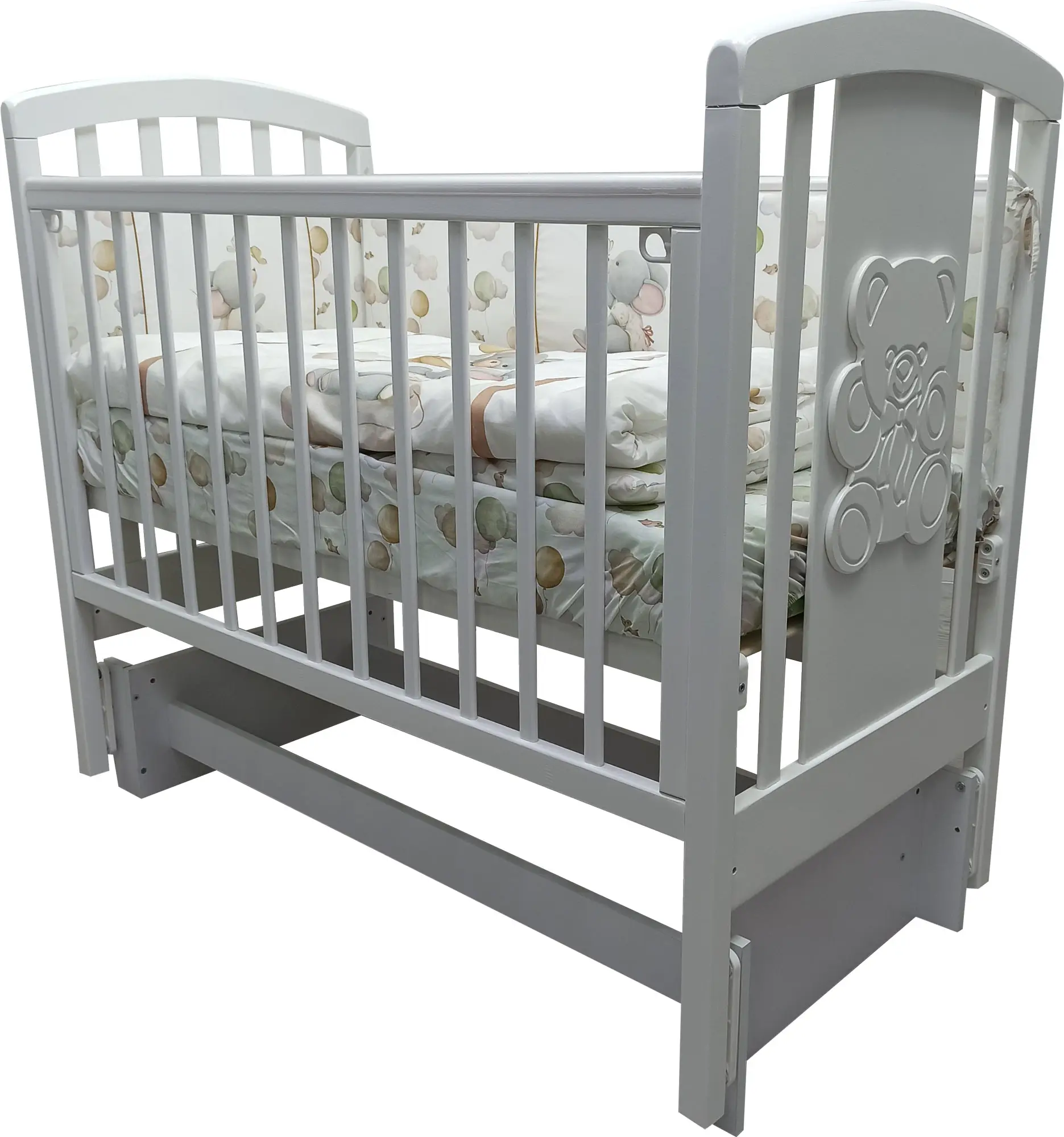 Кроватка Incanto Hugge универсальный маятник, б/ящ, а/стен, цвет белый