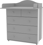 Комод Nuvolla Plus Incanto 800/5 с откидной пеленальной доской, цвет серый/белый