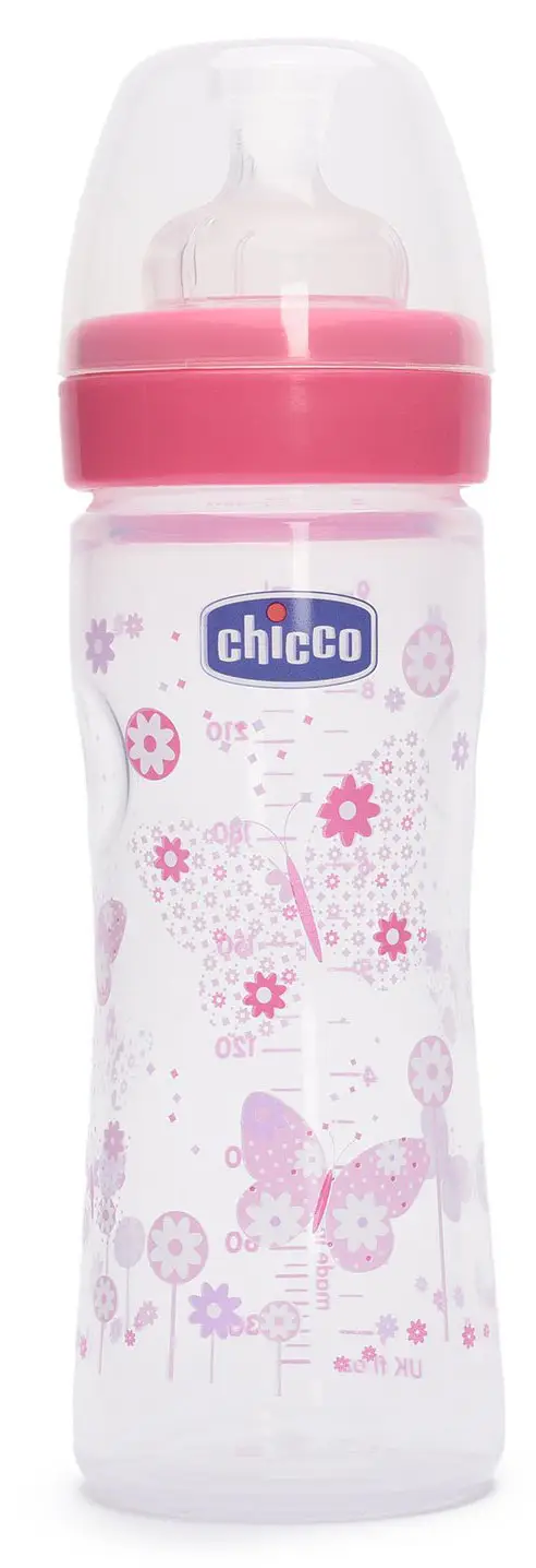 Бутылочка с силиконовой соской Chicco Well-Being Girl 330 мл 4m+