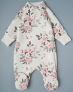 Фотография товара Комбинезон Little Star из футера с начесом "Цветы на креме", крем, р.56