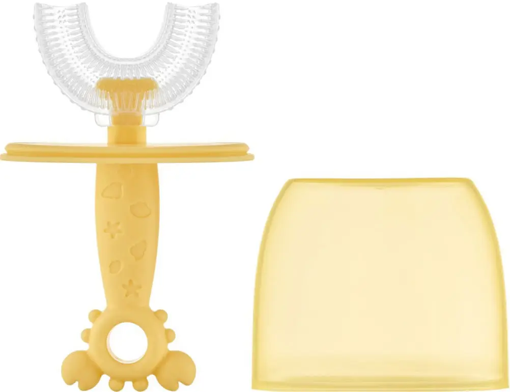 Зубная щётка-массажёр для детей Крабик с футляром, цвет жёлтый