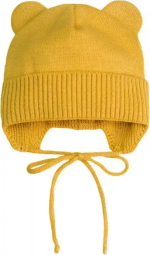 Фотография товара Шапка детская вязаная AmaroBaby Pure Love Bear, р. 44-46, желтая, демисезонная, с подкладом