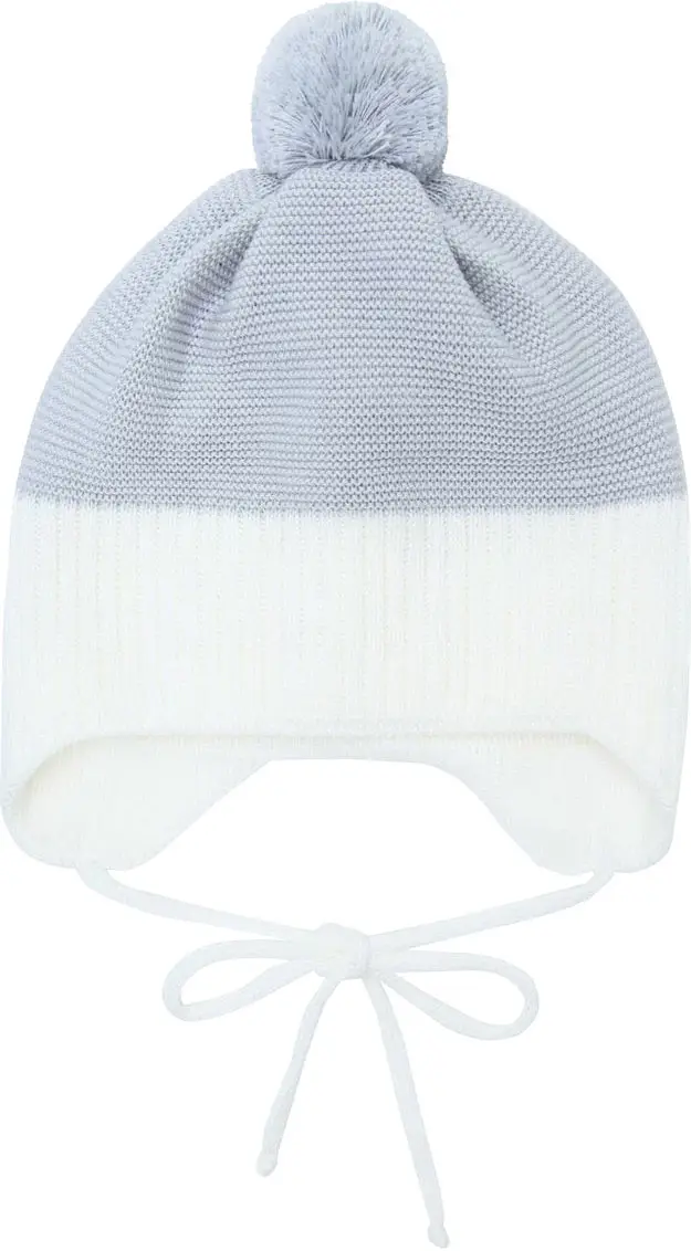 Шапка детская вязаная Amarobaby Pure Love WIND, серый, демисезонная, с подкладом, размер 42-44