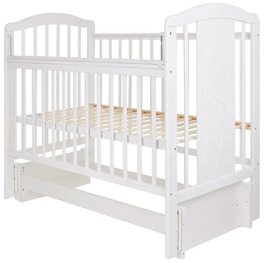 Кровать детская Pituso Noli Мишутка маятник универсальный с накладкой, белый