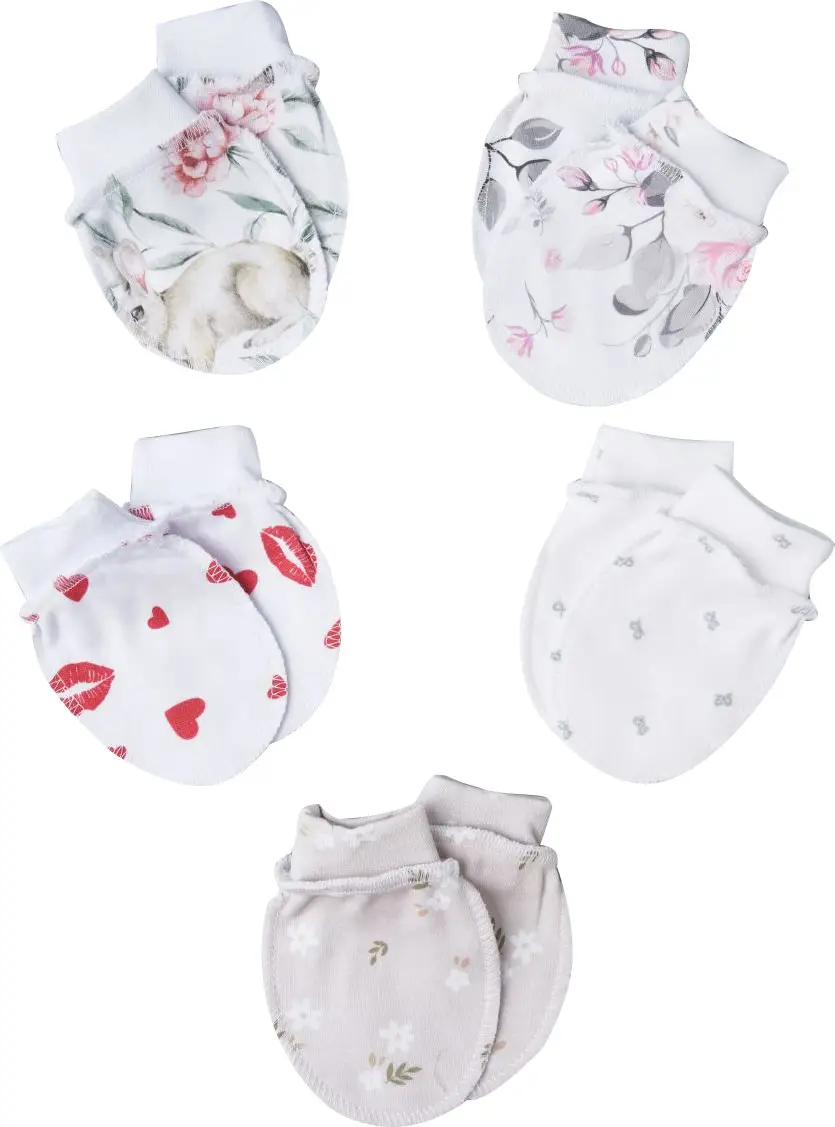 Антицарапки Little Star, р. 56, 5 пар, интерлок, крем, №5, для девочек