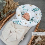 Фотография товара Одеяло-конверт на выписку Муслин №3 KiDi kids с бантом на резинке, 90х90 см, светло-бежевый-хлопок