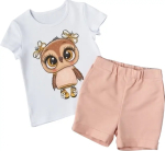 Фотография товара Футболка и шорты Little Star Совушка белый, персик 98