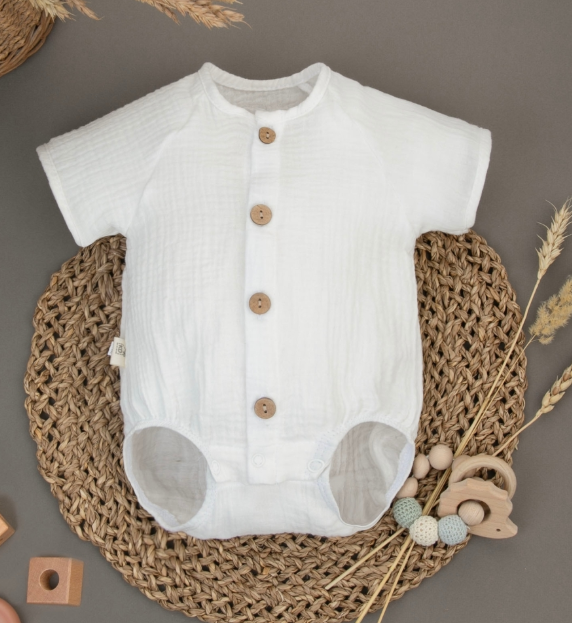 Фотография товара Боди с коротким рукавом new "Муслин", молоко (р. 18 (рост 56-62 см))