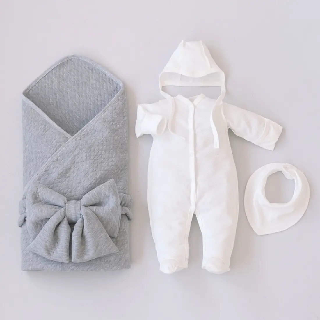 Комплект на выписку 5 предметов KiDi Новая Классика лето, светло-серый, 50-56