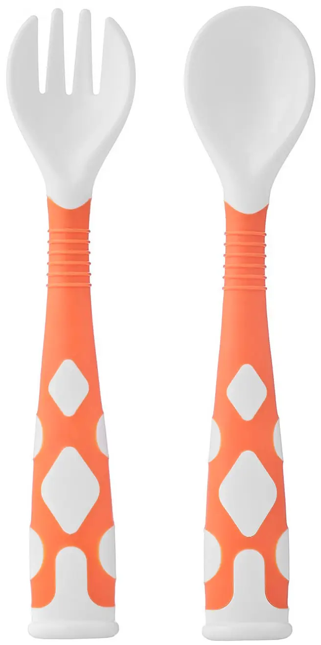 Набор гибких столовых приборов для малышей в пенале ROXY KIDS ложка и вилка, оранжевый