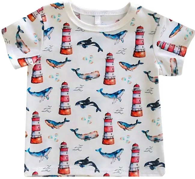 Детская трикотажная футболка, синяя, размер 68