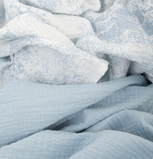 Фотография товара Пеленка "Муслин", 130х90см, 2шт/уп. голубой (голубой+голубые облака)