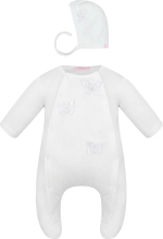 Комплект Choupette нарядный комбинезон, чепчик, с декорами, экрю 56