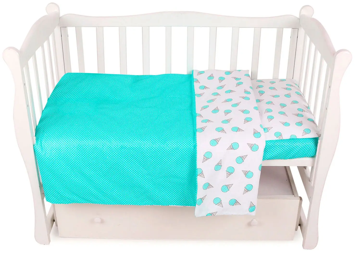 Комплект в кроватку 3 предмета AmaroBaby Baby Boom Мороженки, мята, бязь